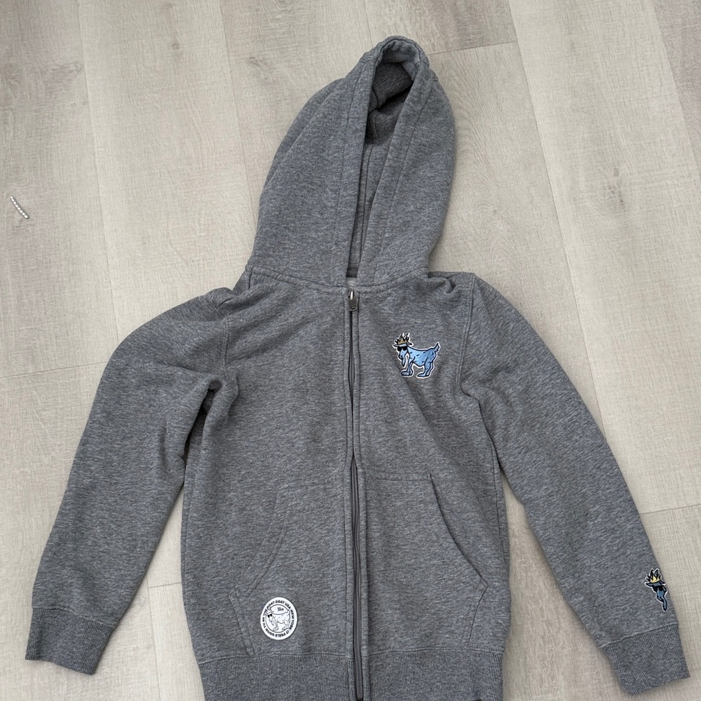 GOAT USA Cozy Gray Kids Hoodie with Embroidered Patch